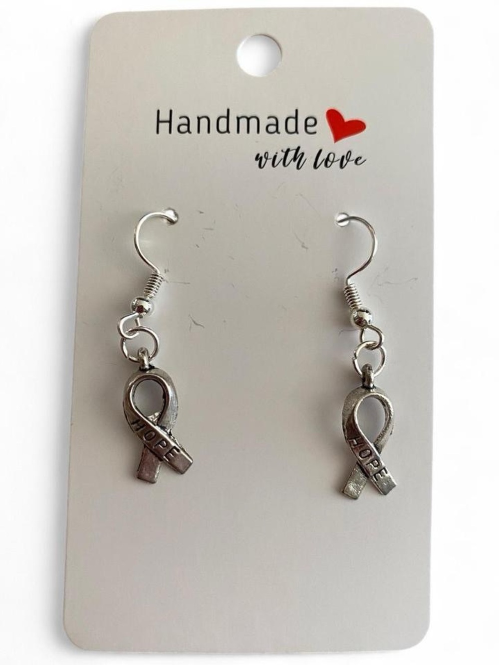 Silver 'Hope' Ribbon Earrings